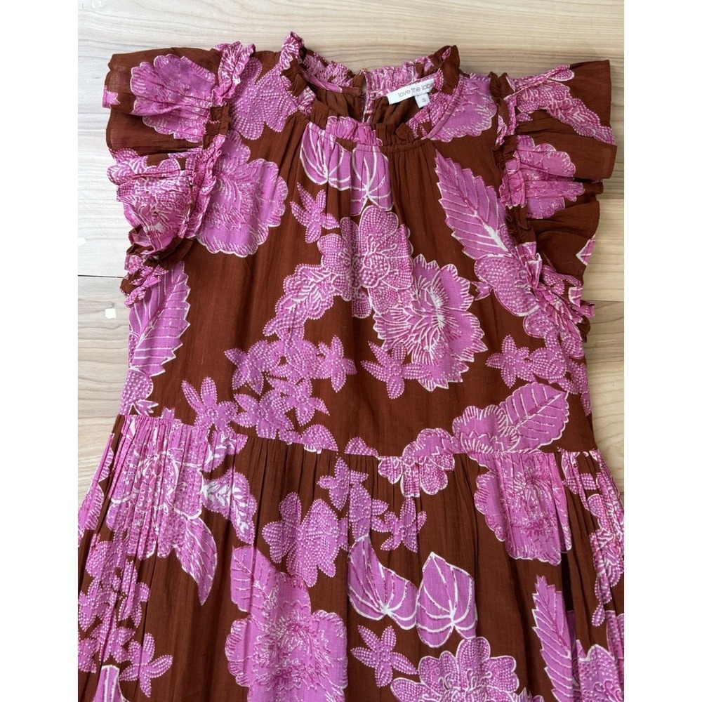 Love The Label Dress Tiered Ruffled Cotton Maxi Floral Print Size S Boho Flowy - Picture 6 of 13